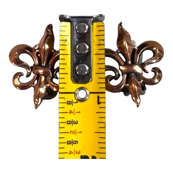 Vintage Renoir Copper Fleur-De-Lis Clip-On Earrings MCM Retro Mid Century - Picture 5 of 6